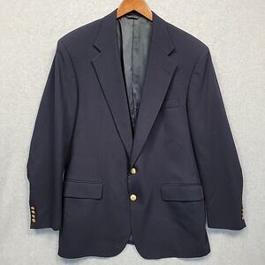 Vintage Polo University Club Ralph Lauren Blazer 44R Men Blue Wool Brass Buttons